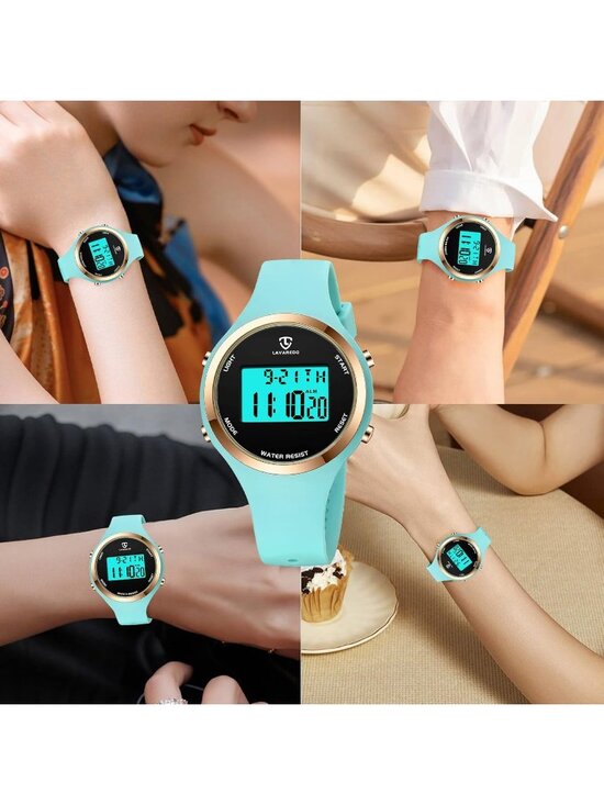 Women\'s Green Quartz Chronograph Waterproof Outdoor Sport Digital Classic Watch main image 4